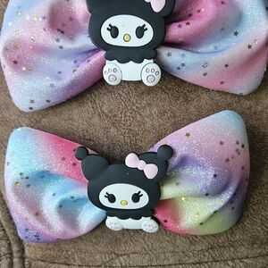 Kids Hair Bow Set - Pink and Blue